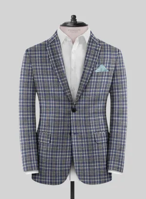 Noble Dante Blue Cotton Silk Linen Jacket