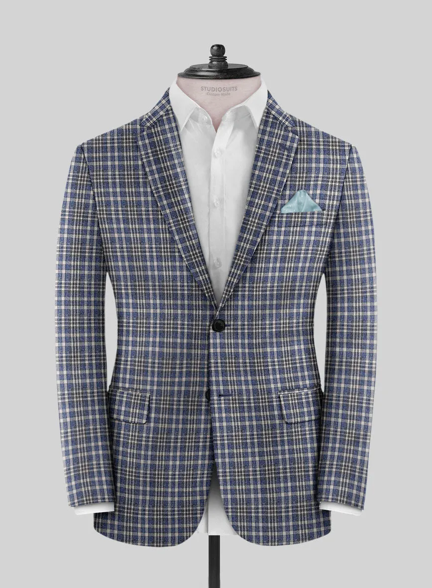 Noble Dante Blue Cotton Silk Linen Jacket