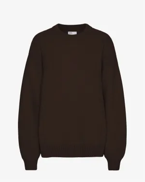 Oversized Merino Wool Crew - Coffee Brown