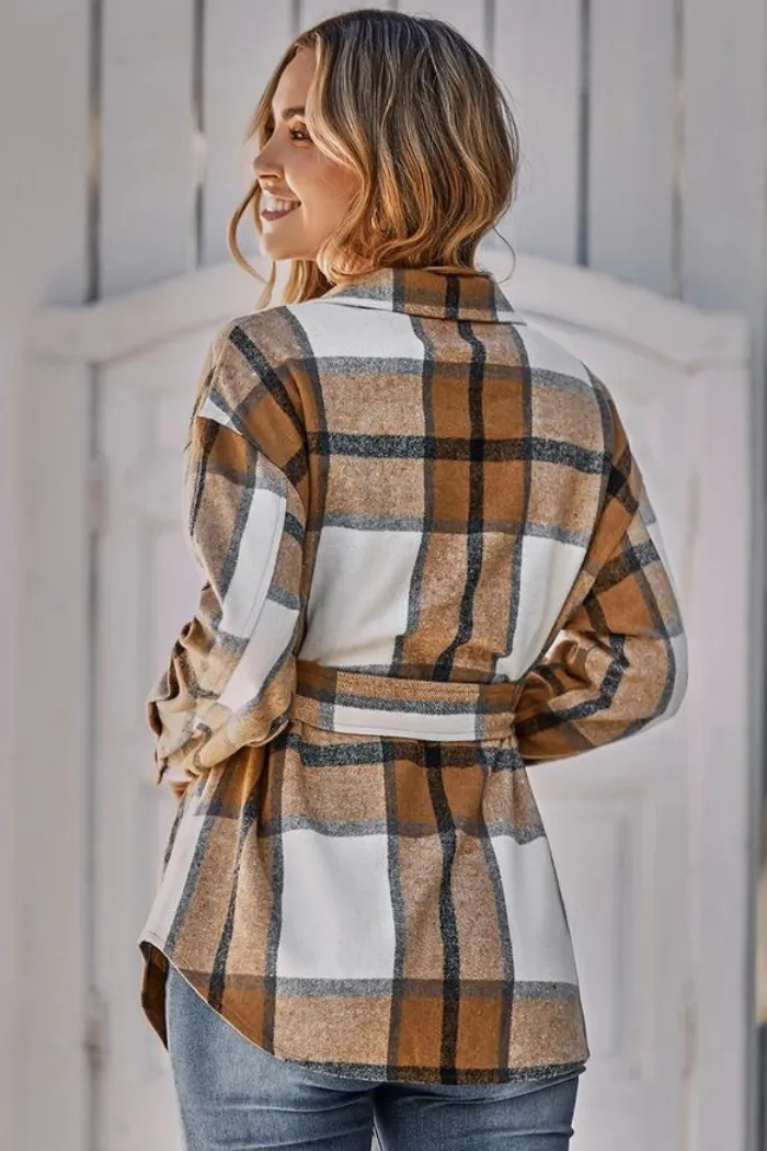 Plaid Pattern Button Closure Casual Jacket