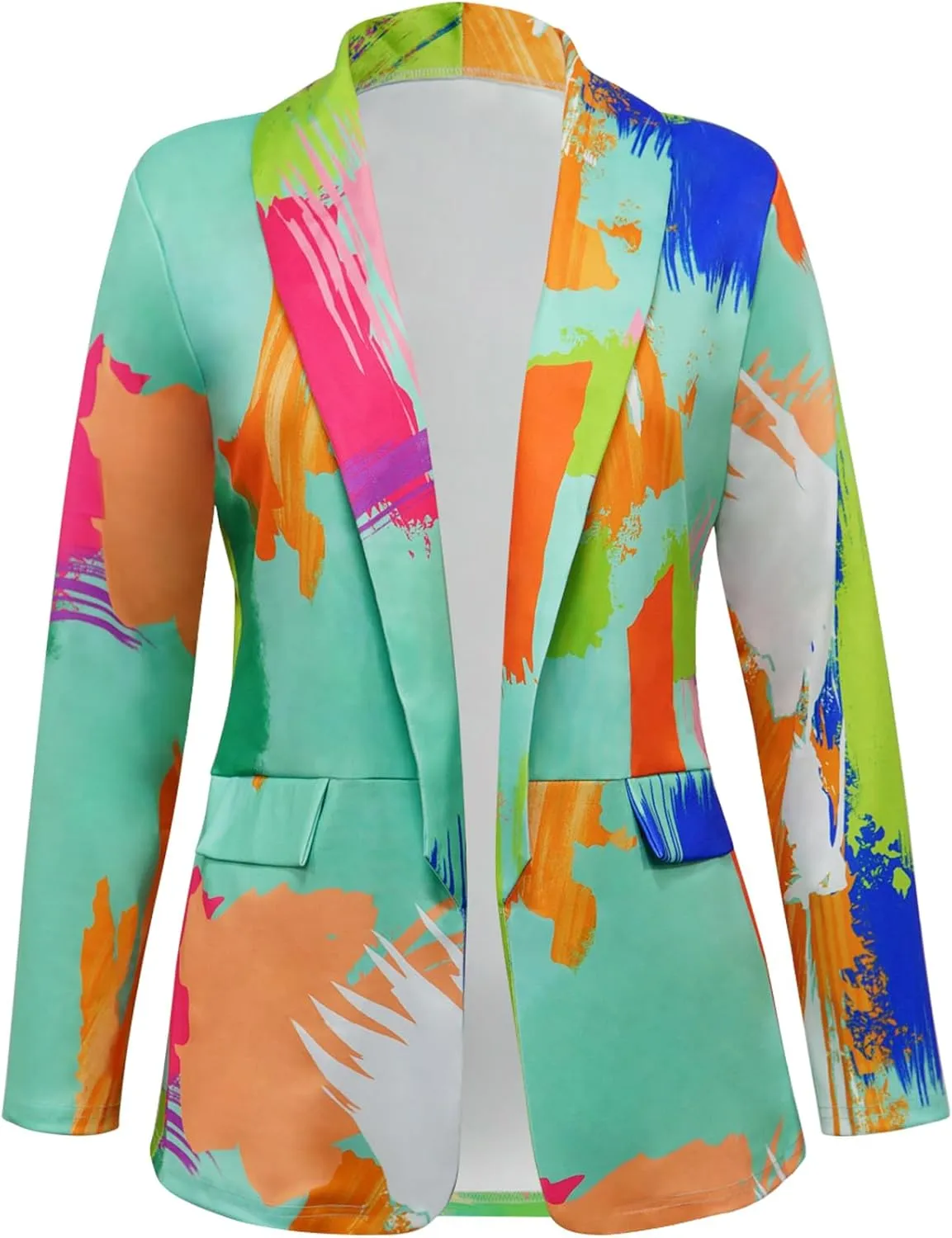 Plus Size Blazers for Curvy Women Sexy Trendy Colorful Oversize Graphic Open Front Jackets