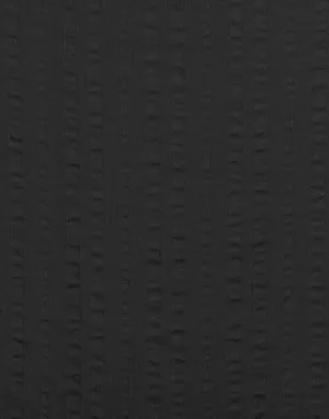 Remnant 1m - Black Ribbon Seersucker Cotton Fabric