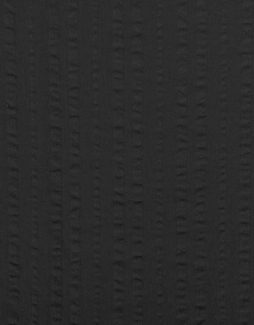 Remnant 1m - Black Ribbon Seersucker Cotton Fabric