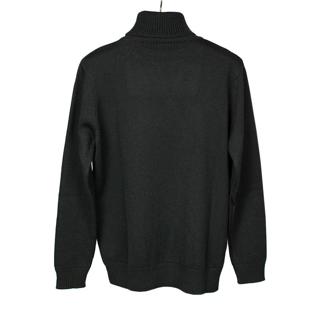 Rollneck sweater in black superfine merino wool (restock)