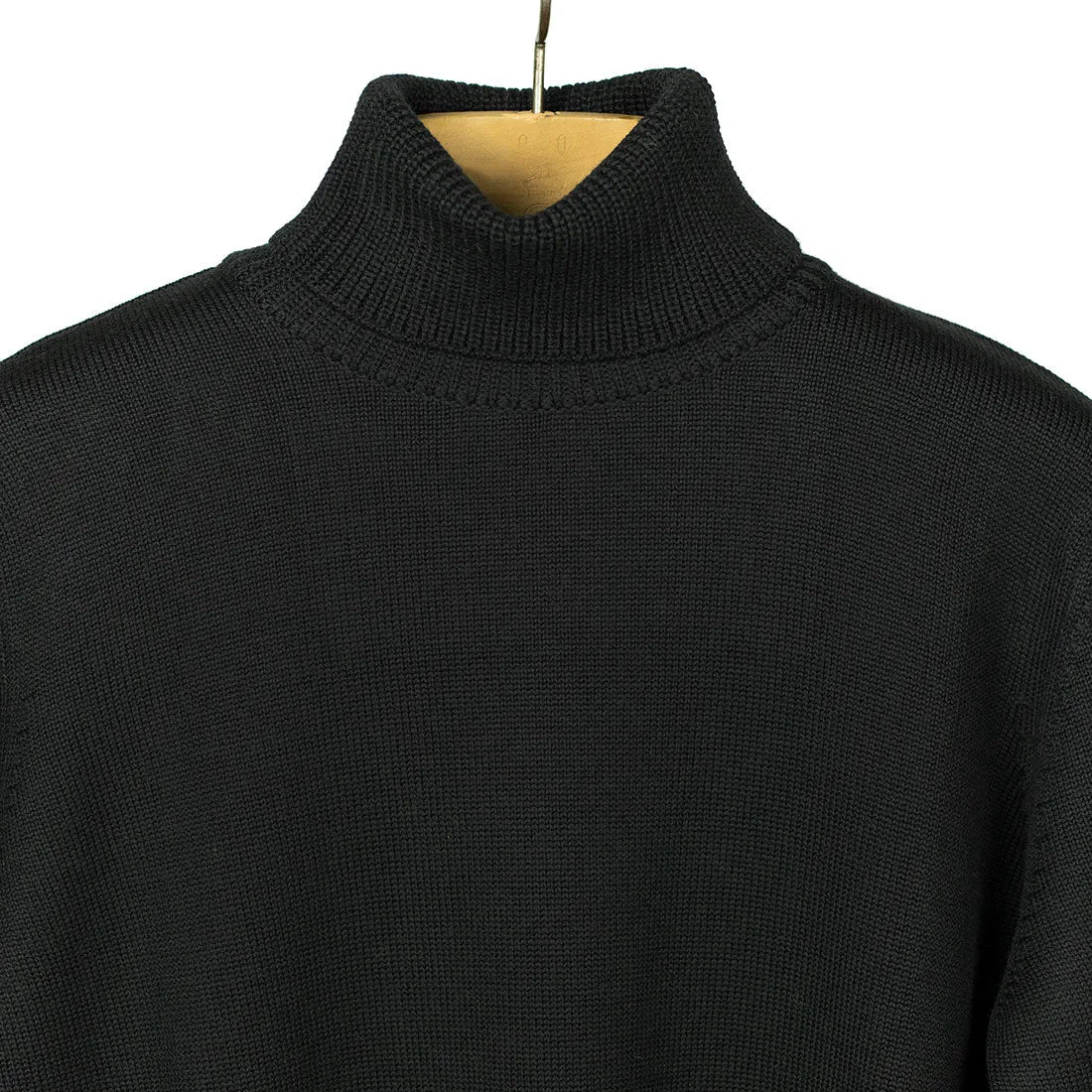 Rollneck sweater in black superfine merino wool (restock)