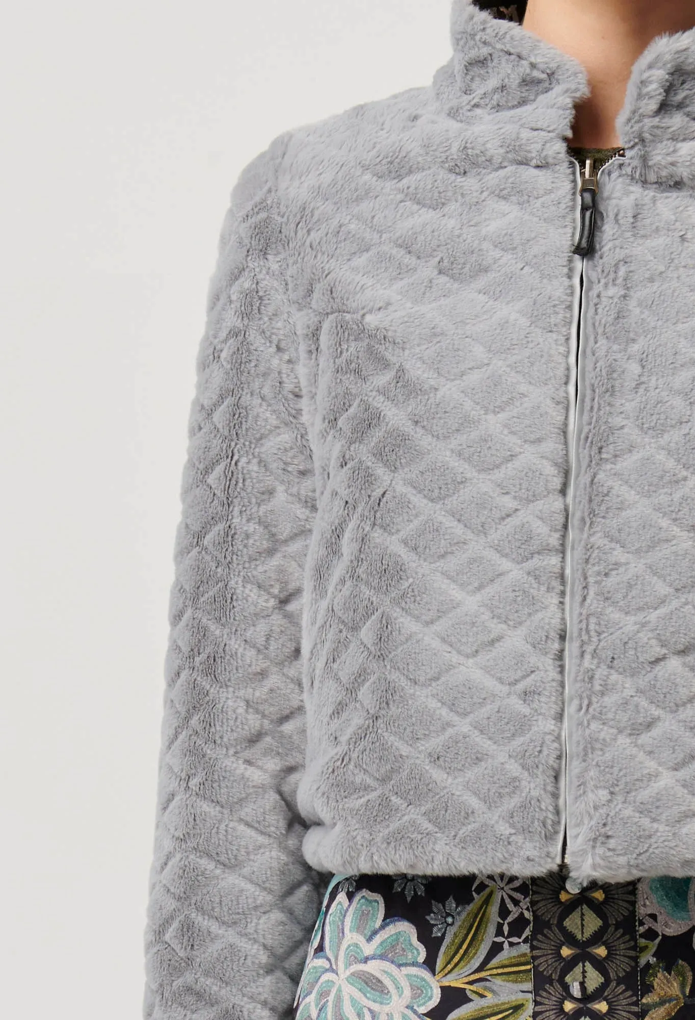 Rylie Reversible Print & Faux Fur Jacket in Dahlia fields