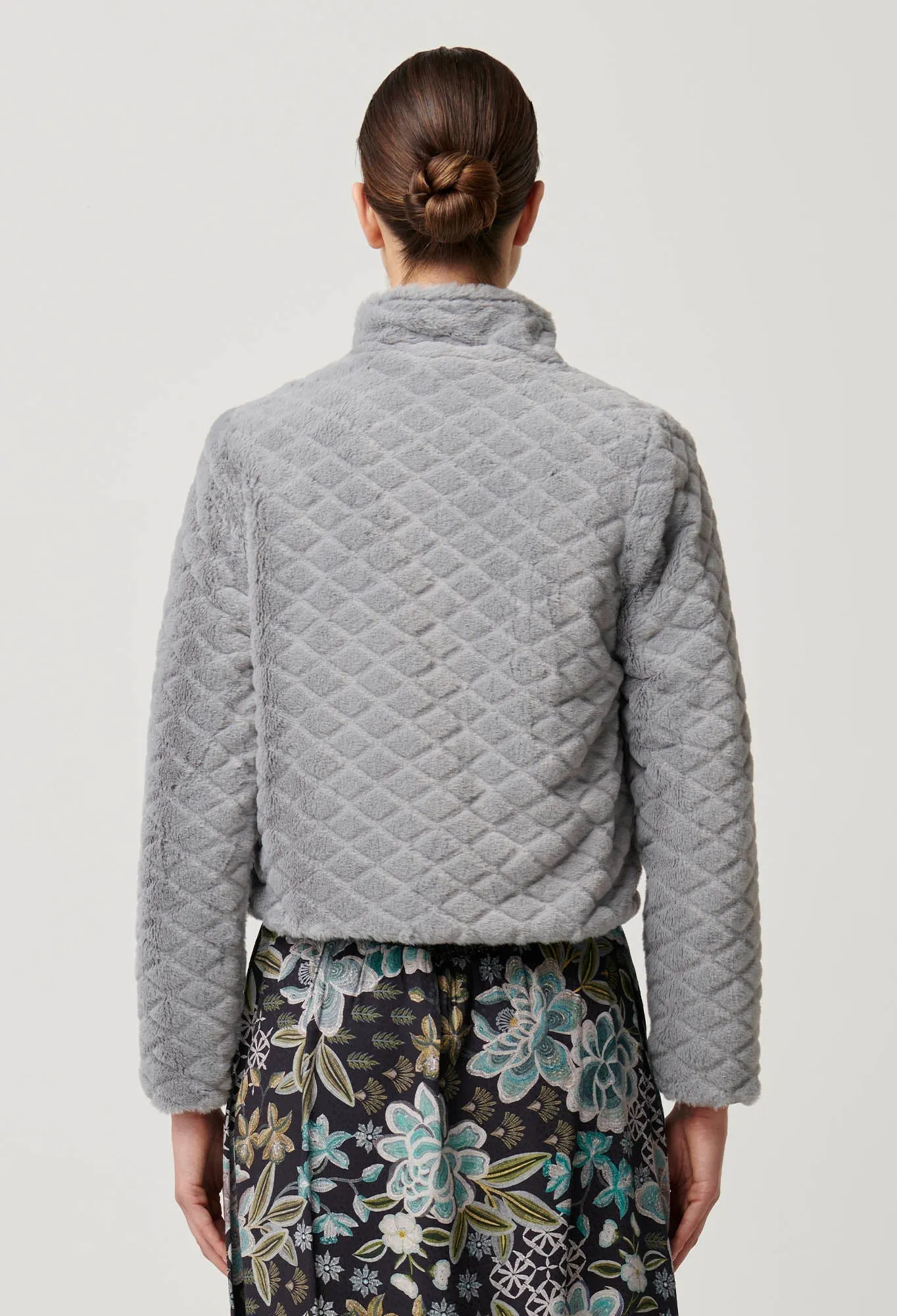 Rylie Reversible Print & Faux Fur Jacket in Dahlia fields