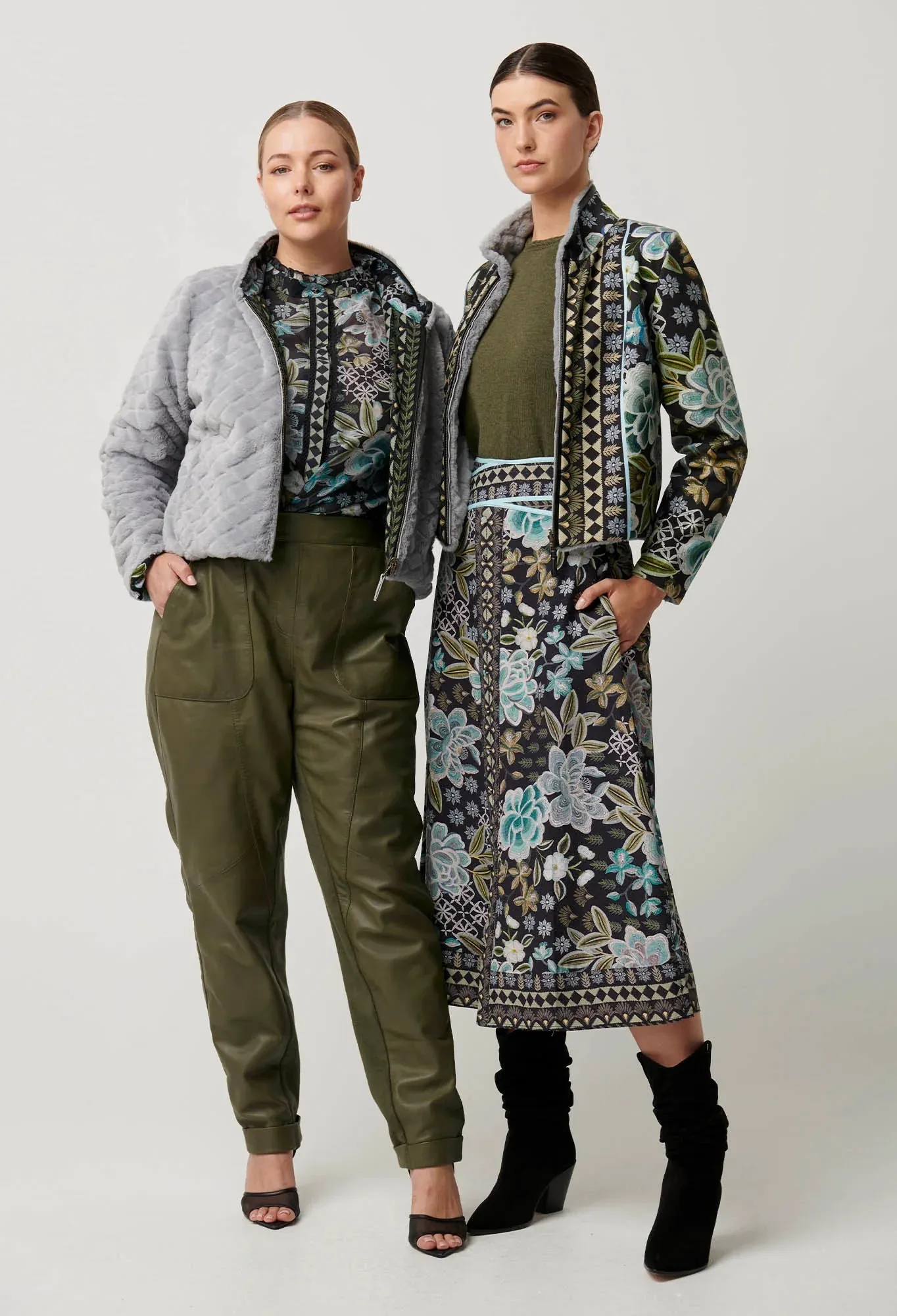 Rylie Reversible Print & Faux Fur Jacket in Dahlia fields