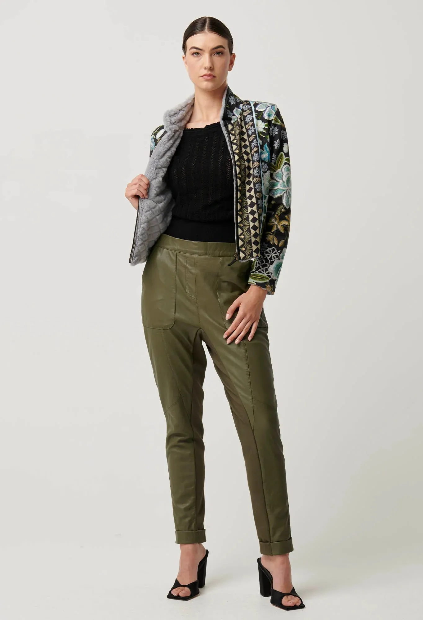 Rylie Reversible Print & Faux Fur Jacket in Dahlia fields