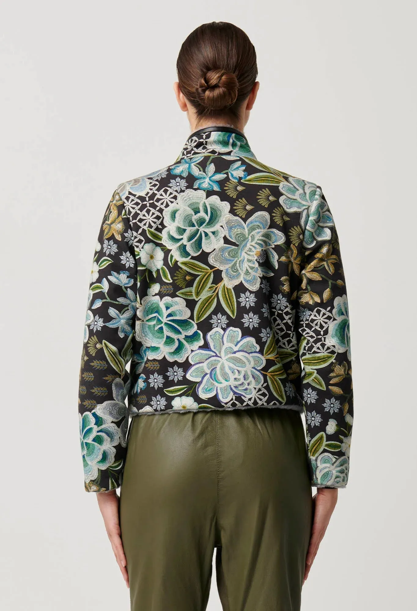 Rylie Reversible Print & Faux Fur Jacket in Dahlia fields