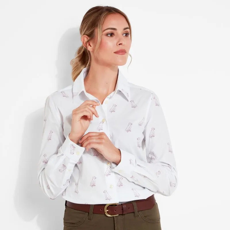 Schoffel Ladies Norfolk Shirt - Wine Labrador Print