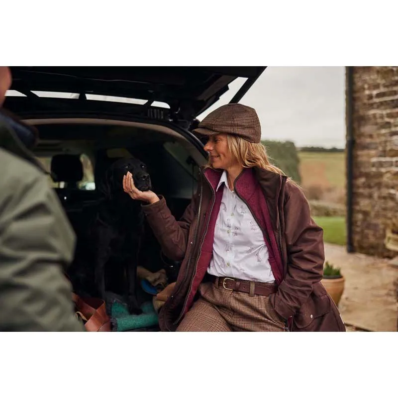 Schoffel Ladies Norfolk Shirt - Wine Labrador Print