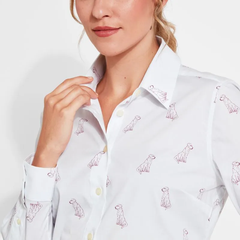Schoffel Ladies Norfolk Shirt - Wine Labrador Print