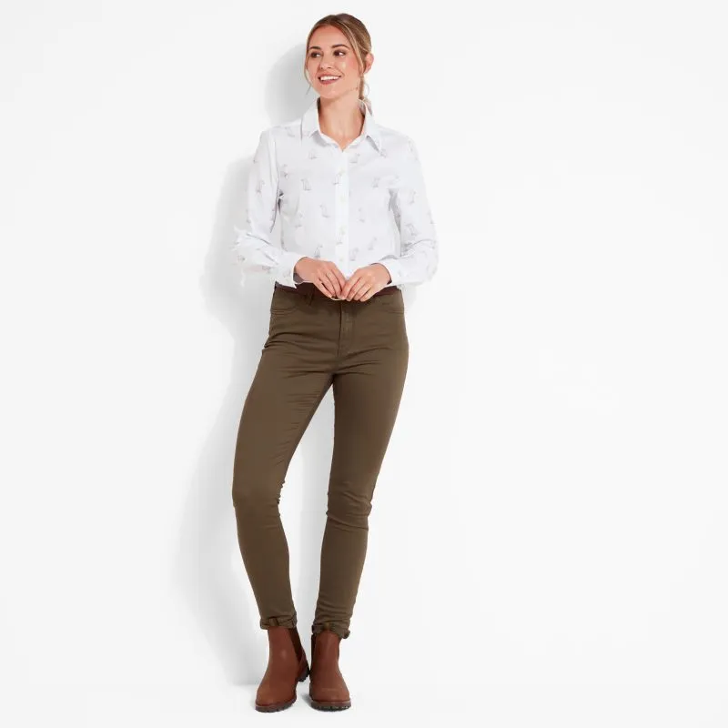 Schoffel Ladies Norfolk Shirt - Wine Labrador Print