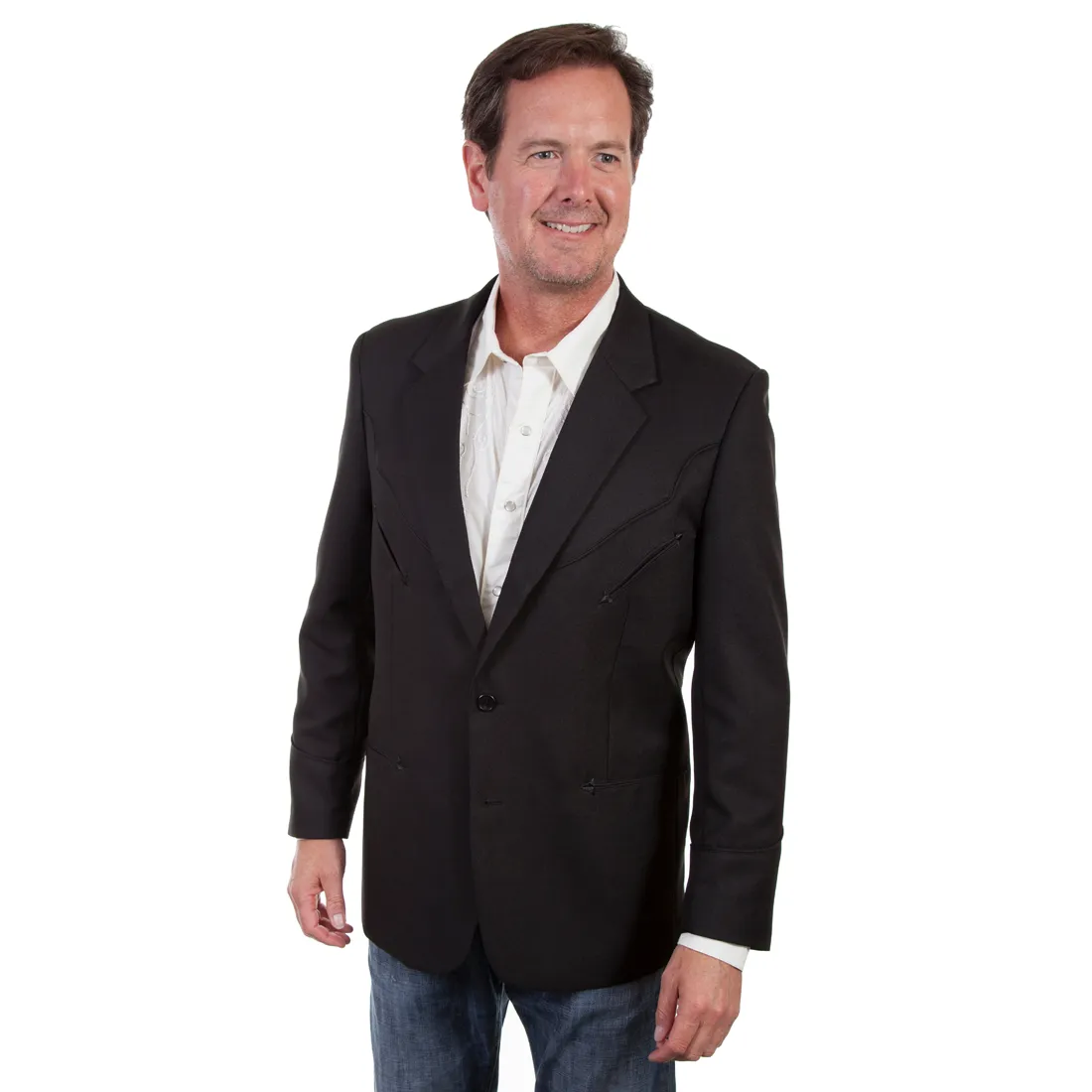 Scully - SOLID BLAZER W/TONAL PIPING - P-656S