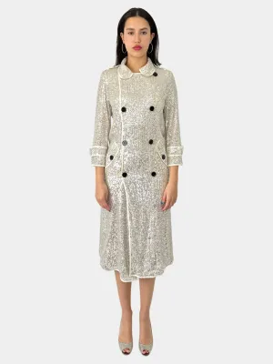 Sequin Double-Breasted Coat - Size 0