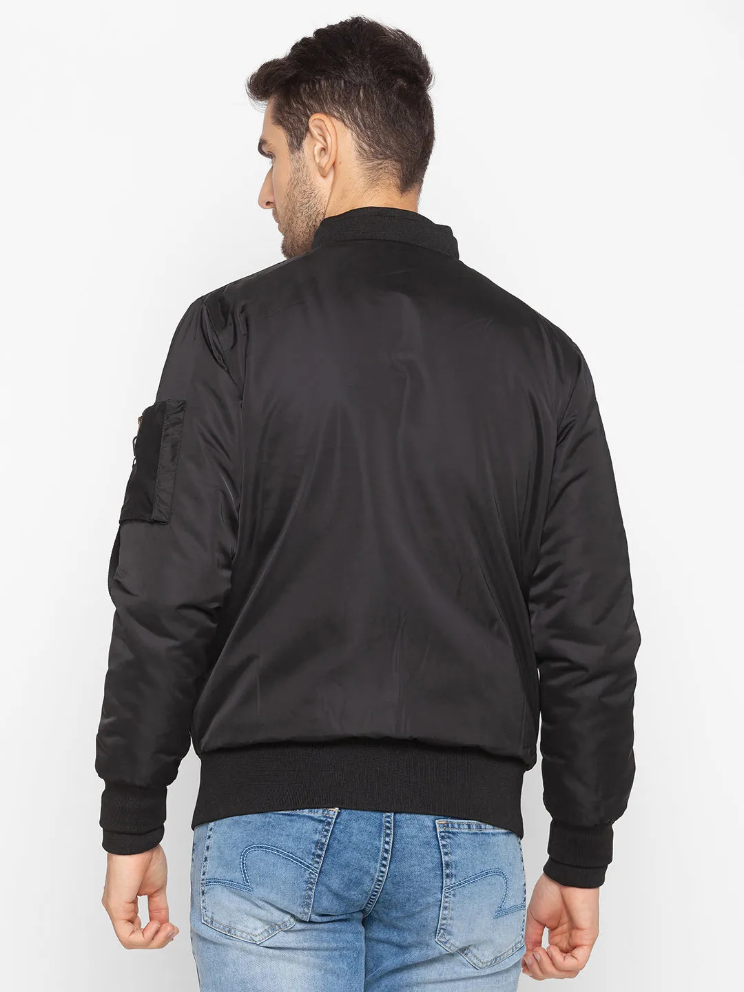 Spykar Black Polyester Men Jacket
