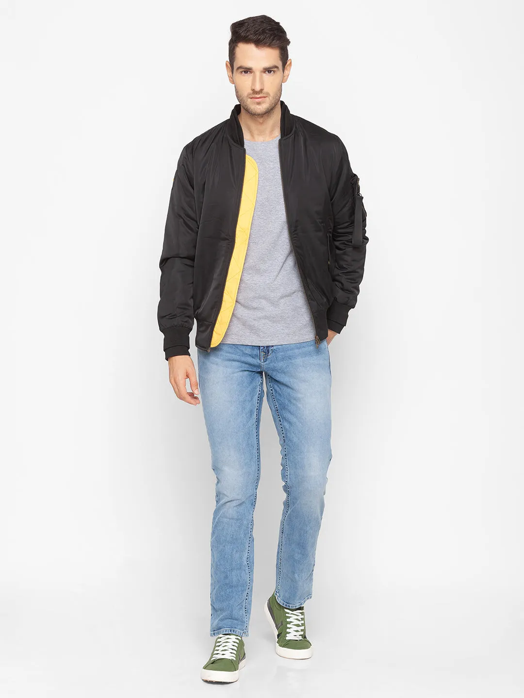 Spykar Black Polyester Men Jacket