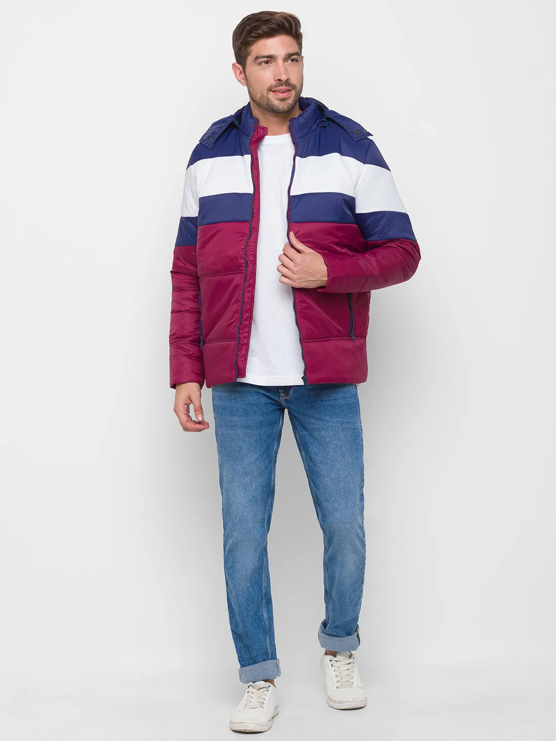 Spykar Red & Blue Polyester Regular Fit Jacket For Men