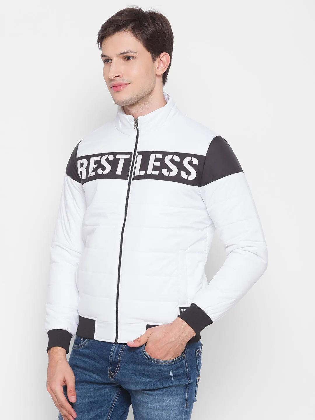 Spykar White Polyester Men Jacket