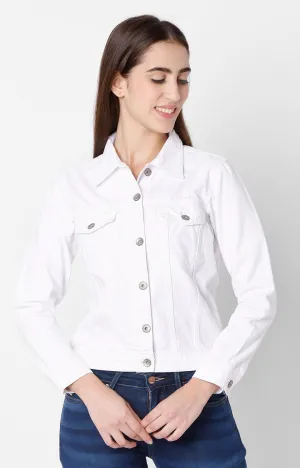 Spykar White Women Trucker Jacket