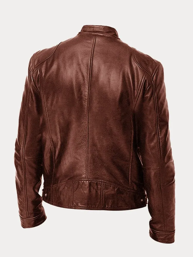 Stand Collar Punk Motorcycle Leather Jacket