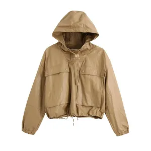 VEGAN LEATHER HOODED JACKET