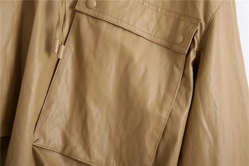 VEGAN LEATHER HOODED JACKET
