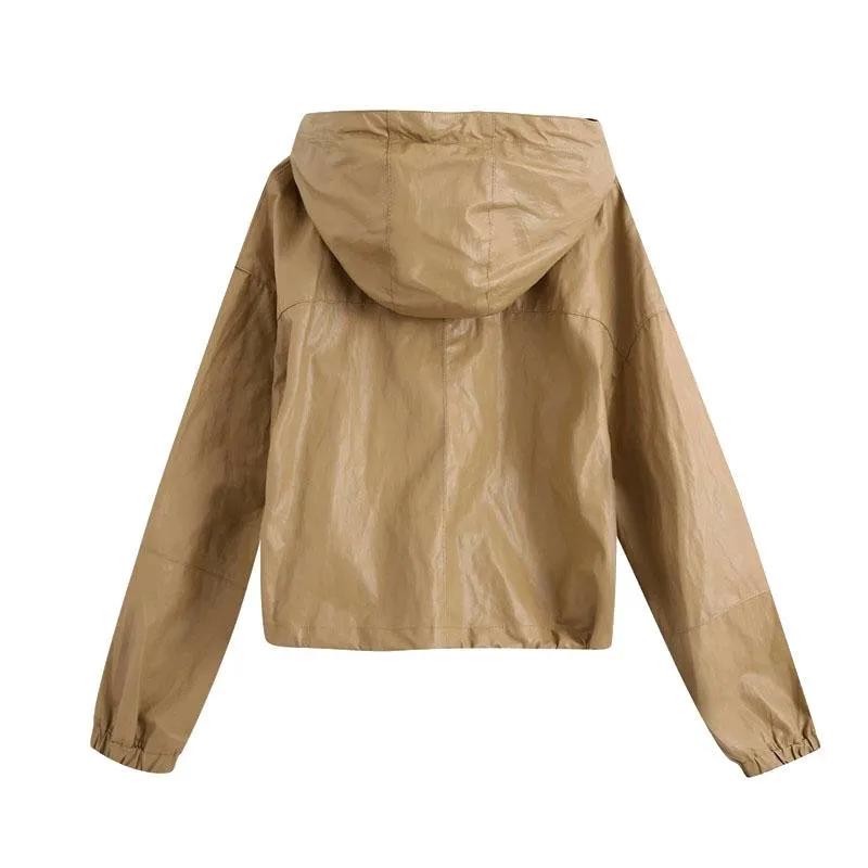 VEGAN LEATHER HOODED JACKET