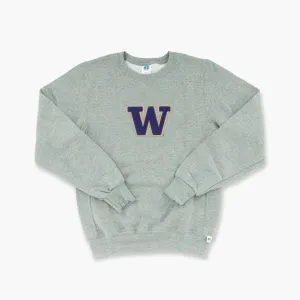 Washington Huskies "W" Chenille Ash Grey Crewneck