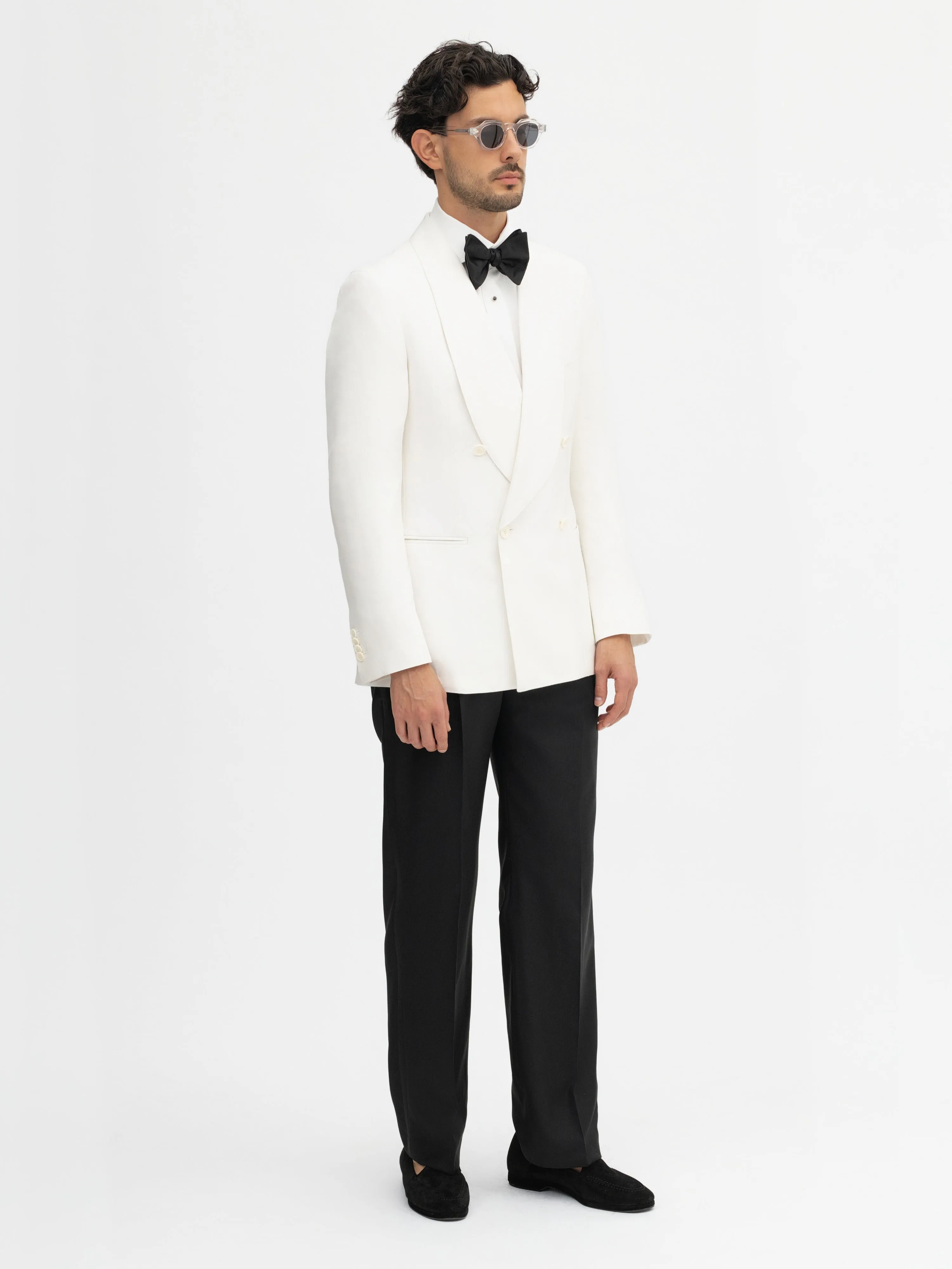 White Dupioni Silk Tuxedo Jacket