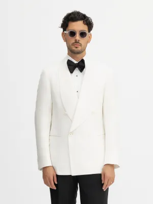 White Dupioni Silk Tuxedo Jacket