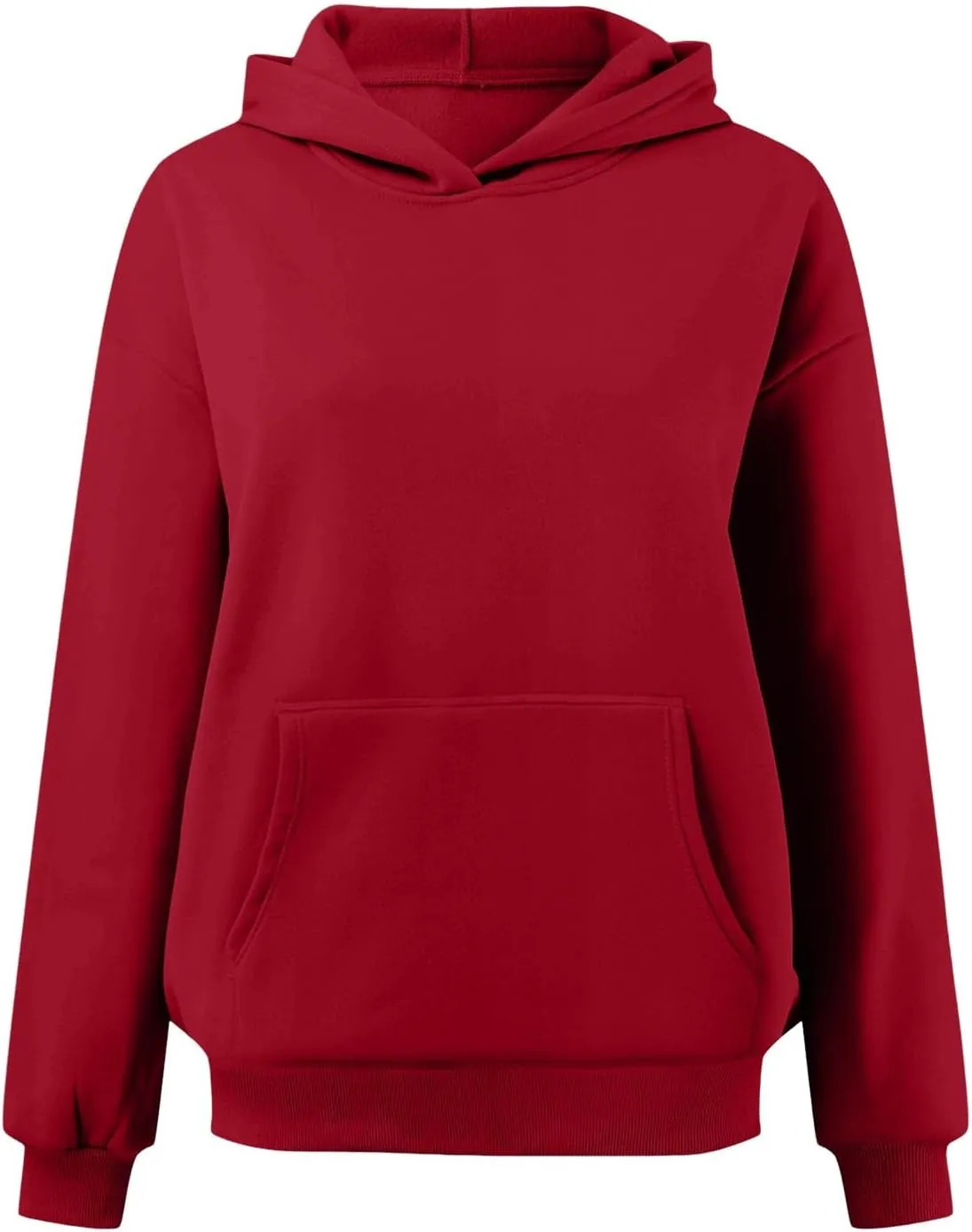 Women Hoodies Fashion Tops Casual Pullover Loose Fit Long Sleeve Oversized Sweatshirt Kangaroo Pocket Drop Shoulder Sweaters