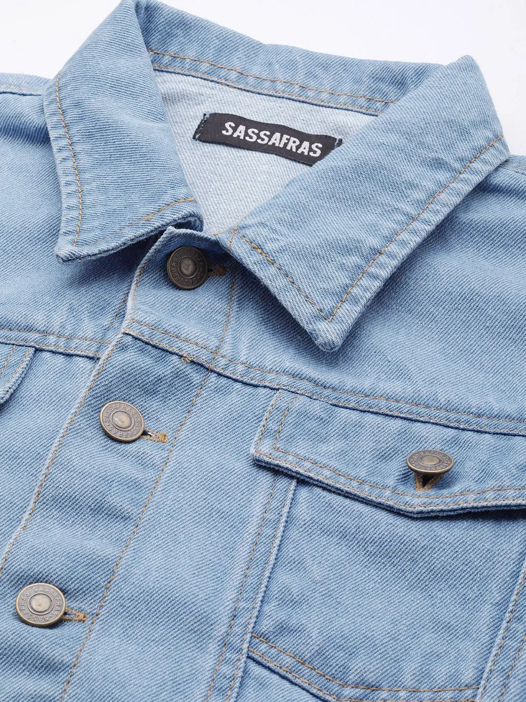 Women Ice Blue Line Art Print Denim Jacket