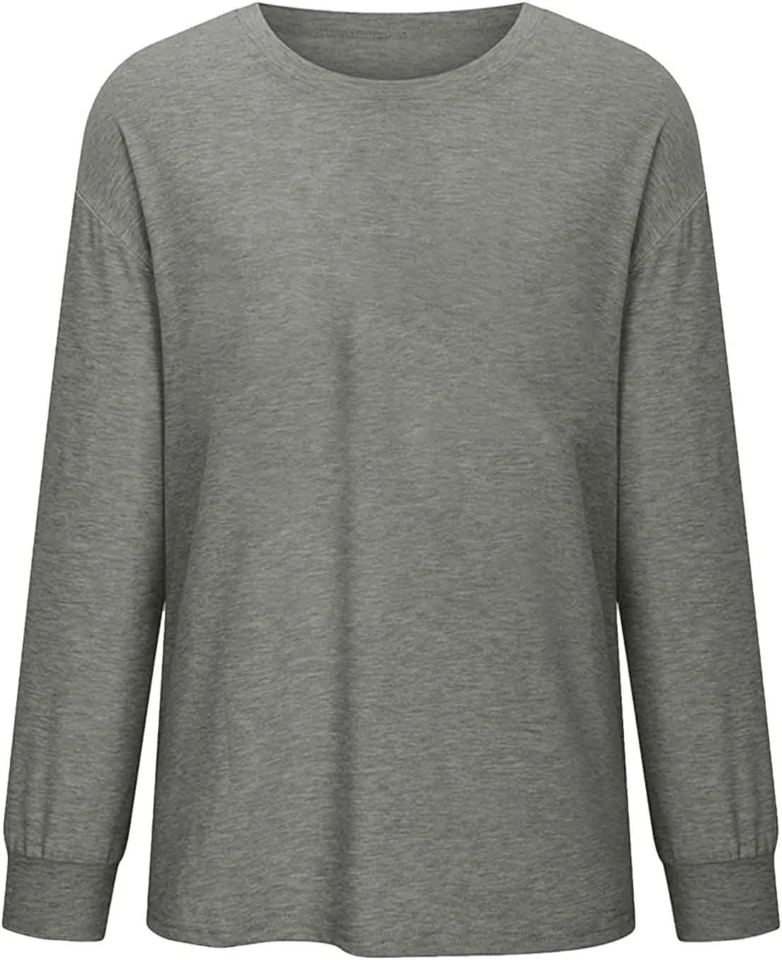 Womens Fashion Blouse Fitted Long Sleeves Crewneck Sweatshirt Solid Color Tops Pullover Casual Loose Hoodies