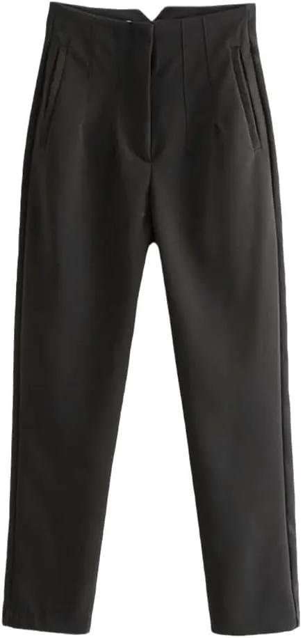 YIOLEAMP Women Solid Office Lady Harem Pants, High Waist Work Suit Pants, Chic Elegant Pencil Trousers