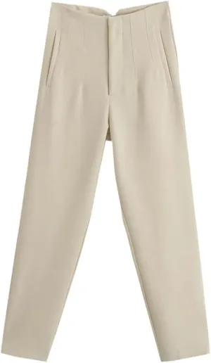 YIOLEAMP Women Solid Office Lady Harem Pants, High Waist Work Suit Pants, Chic Elegant Pencil Trousers